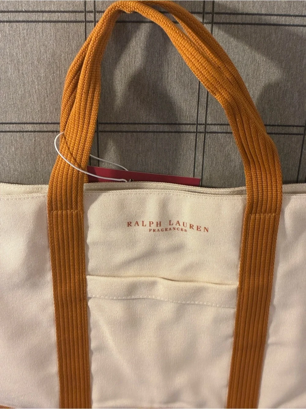 Ralph Lauren FragCream and Brown Canvas Tote